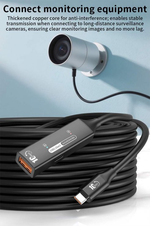 Imagine Cablu prelungitor USB-A la USB type C 10Gbps activ M-T 7m, ku3rep7bl