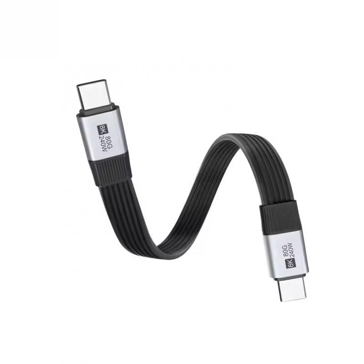 Imagine Cablu USB4 type C flat 8K60Hz 240W T-T 0.13m Negru, ku4fa1