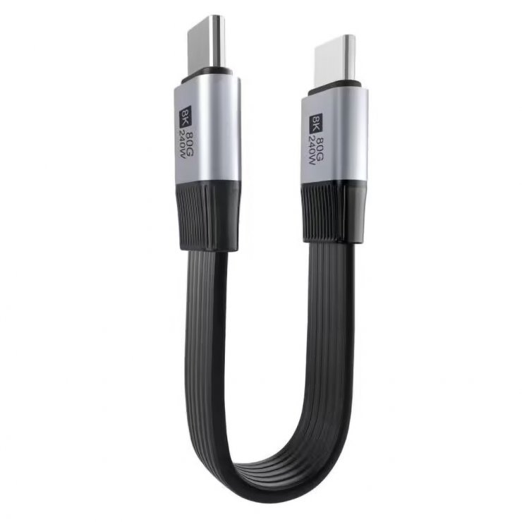 Imagine Cablu USB4 type C flat 8K60Hz 240W T-T 0.13m Negru, ku4fa1