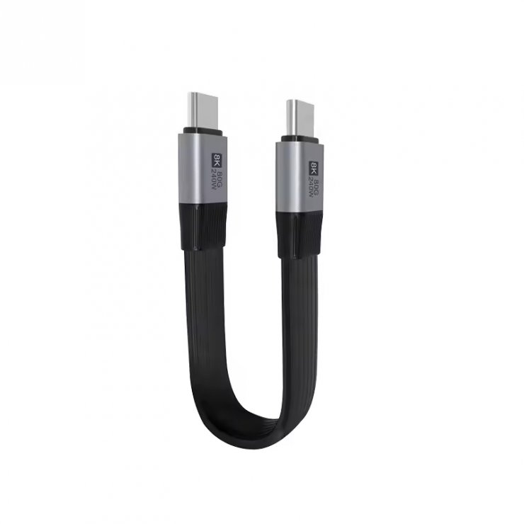 Imagine Cablu breloc USB4 type C flat 8K60Hz 240W T-T 0.13m Negru, ku4fa2