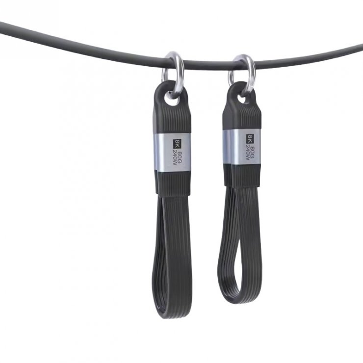 Imagine Cablu breloc USB4 type C flat 8K60Hz 240W T-T 0.13m Negru, ku4fa2