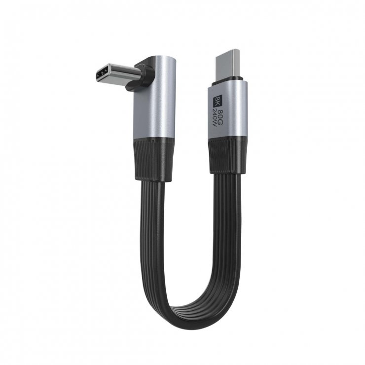 Imagine Cablu USB4 type C flat 8K60Hz 240W drept/unghi T-T 0.13m Negru, ku4fa3