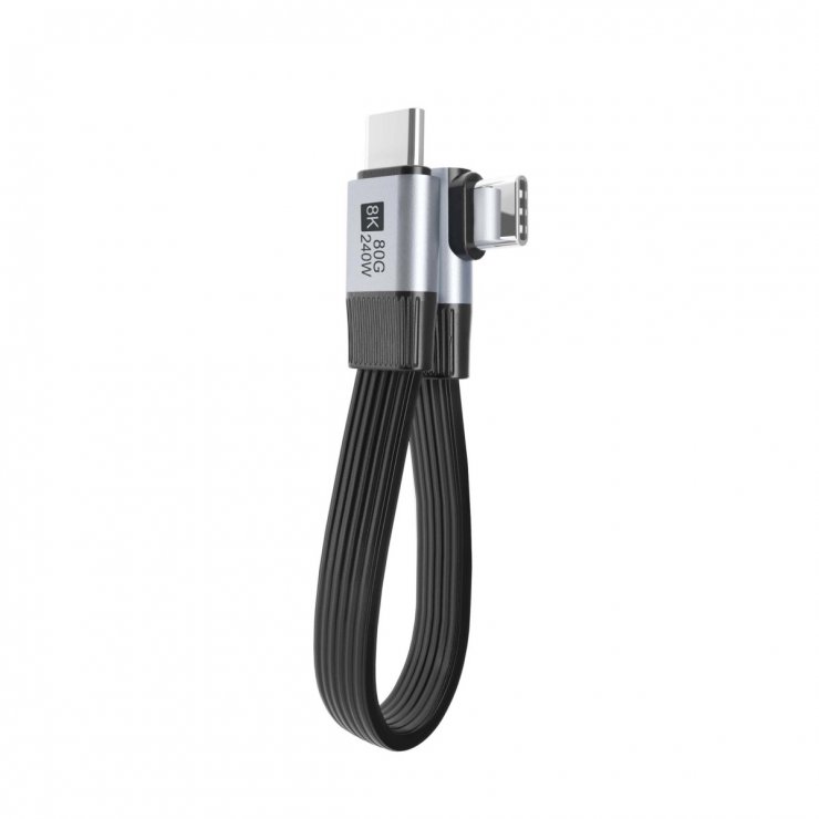 Imagine Cablu USB4 type C flat 8K60Hz 240W drept/unghi T-T 0.13m Negru, ku4fa5
