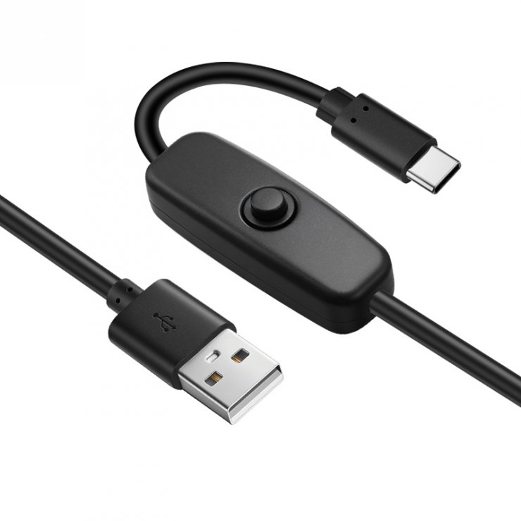 Imagine Cablu de incarcare USB-A la USB type C cu switch ON/OFF T-T 1m Negru, kupaasw2