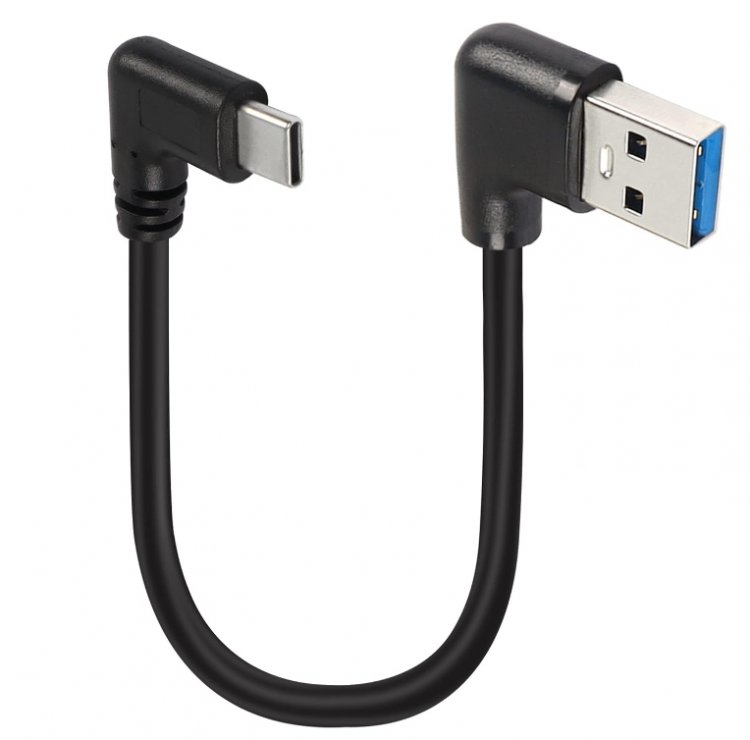 Imagine Cablu USB 3.2-A la USB type C T-T unghi/unghi 90 grade 0.2m Negru, kur31-44