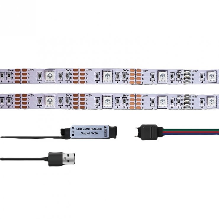 Imagine Banda LED RGB cu telecomanda 3m, Logilink LED007