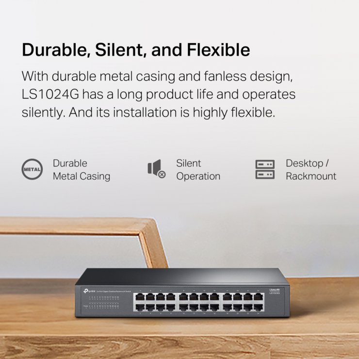 Imagine Switch Omada 24 porturi Gigabit Unmanaged Rackmount, TP-LINK LS1024G