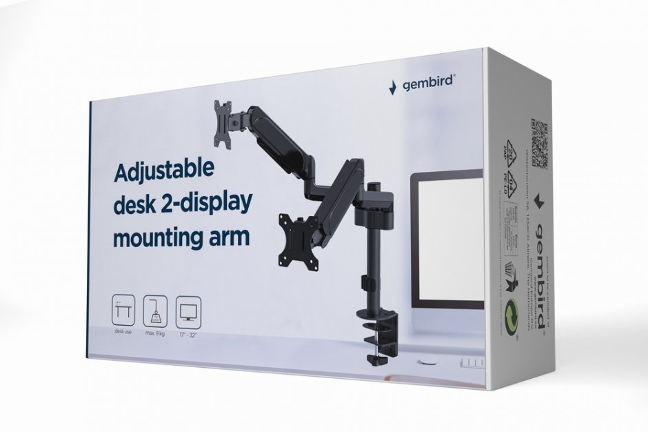 Imagine Suport masa pentru 2 monitoare 17"-32" max. 9kg, Gembird MA-DA2P-01