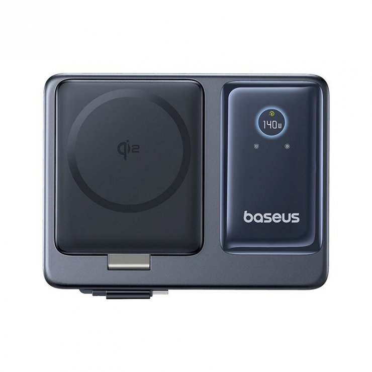 Imagine Incarcator priza USB-A + 2 x USB-C + incarcare wireless + cablu USB type C 140W Nomos, Baseus P10170902123-00