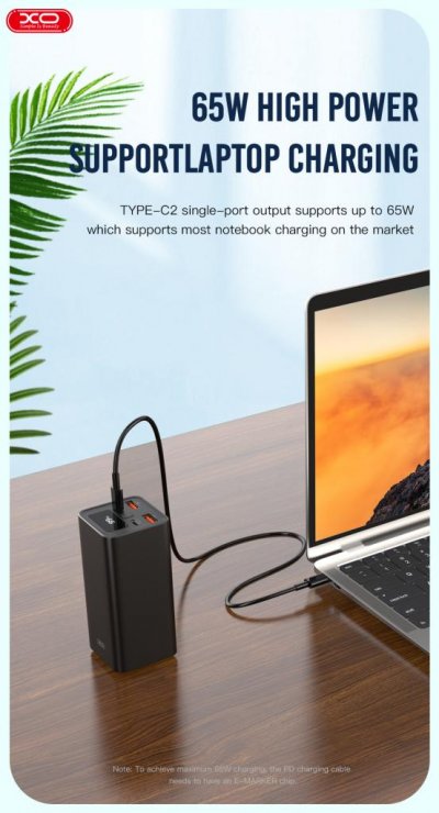 Imagine Baterie externa 20000 mAh 65W cu display Negru, XO PB97