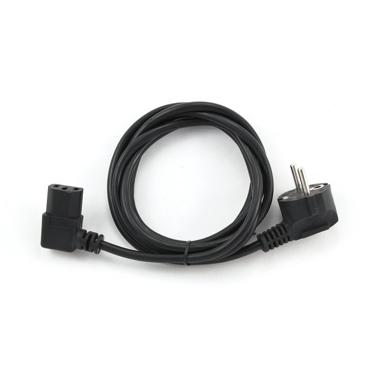 Imagine Cablu alimentare Schuko la C13 unghi 90 grade 1.8m, Gembird PC-186A-075-1.8M