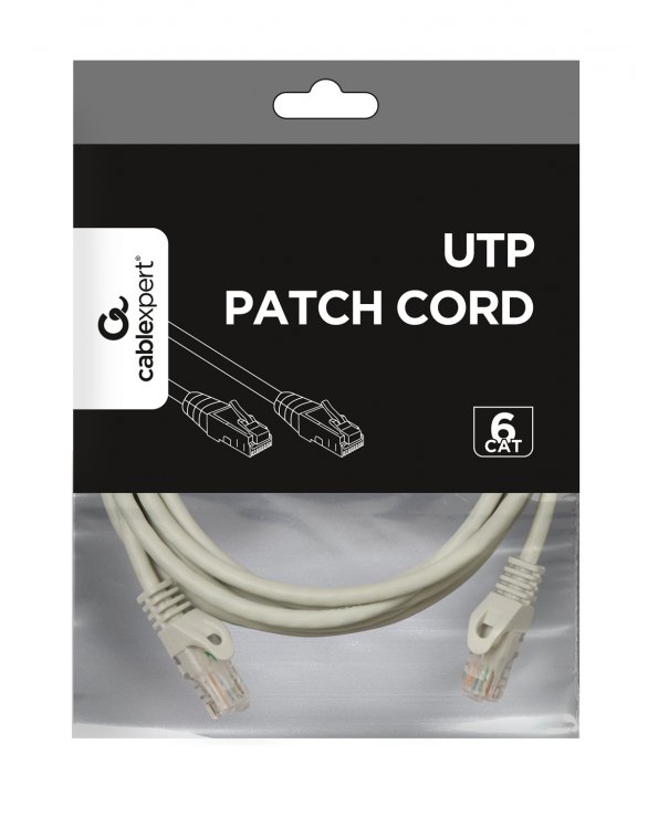 Imagine Cablu de retea RJ45 Cat.6 3m Gri, Gembird PP6U-3M