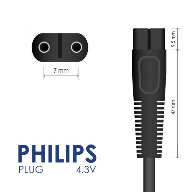 Imagine Incarcator priza 4.3V/700mA 3W pentru Philips OneBlade, AK-PD-15