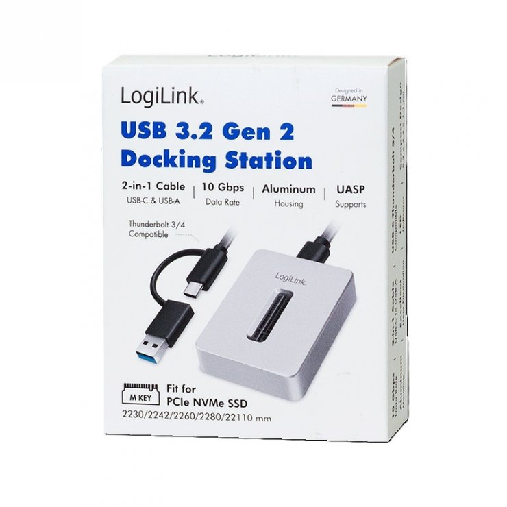 Imagine Docking station USB type C/USB-A la M.2 NVMe PCIe, Logilink QP0034