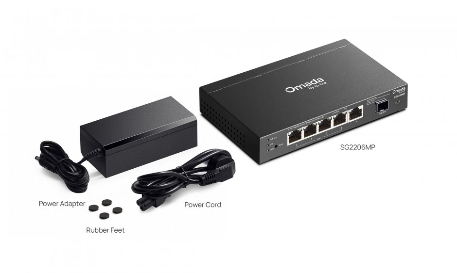 Imagine Switch Omada Access 6 porturi Gigabit (din care 4 x PoE+ si 1 x SFP), TP-LINK SG2206MP