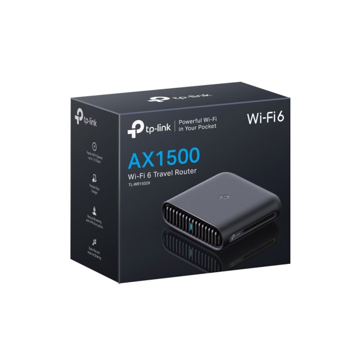 Imagine Router Travel AX1500 Wi-Fi 6, TP-LINK TL-WR1502X