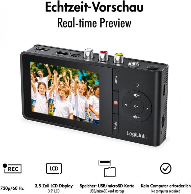 Imagine Video converter & recorder HDMI 720p + slot USB/microSD portabil, Logilink UA0472