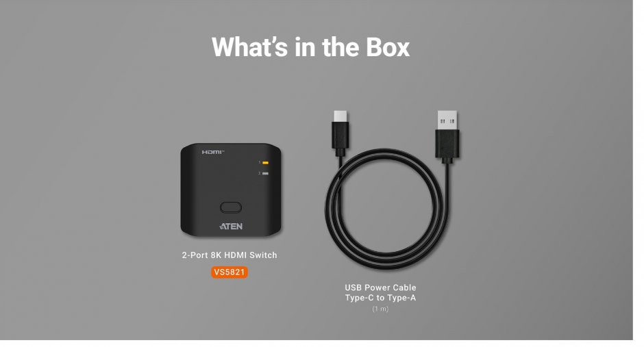 Imagine Switch HDMI 8K60Hz/4K120Hz 2 porturi alimentare USB-C, ATEN VS5821