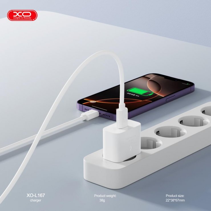 Imagine Incarcator priza USB type C 25W Alb, XO L167
