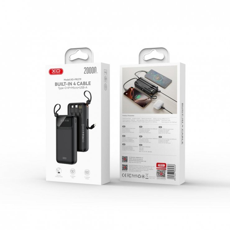 Imagine Power bank 20000 mAh 10W Digital display Negru, XO PR279