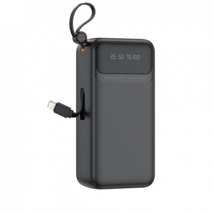 Imagine Power bank 30000 mAh 10W cu 4 cabluri integrate Negru, XO PR280