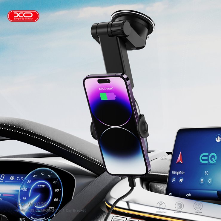 Imagine Suport auto wireless pentru smartphone 15W, XO WX038