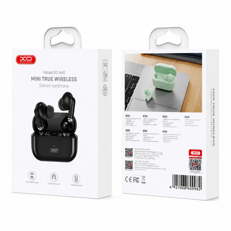 Imagine Casti interne bluetooth v5.3 TWS Nuoke Negre, XO X40