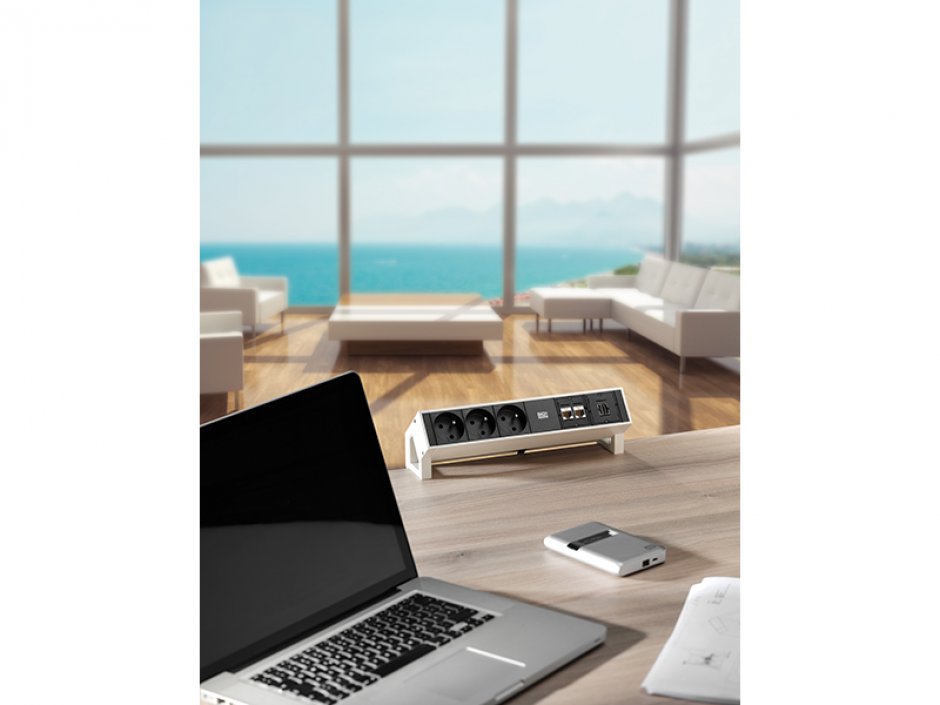 Imagine Priza birou 3 x Schuko la GTS18 + cablu 1.5m, Bachmann 902.300