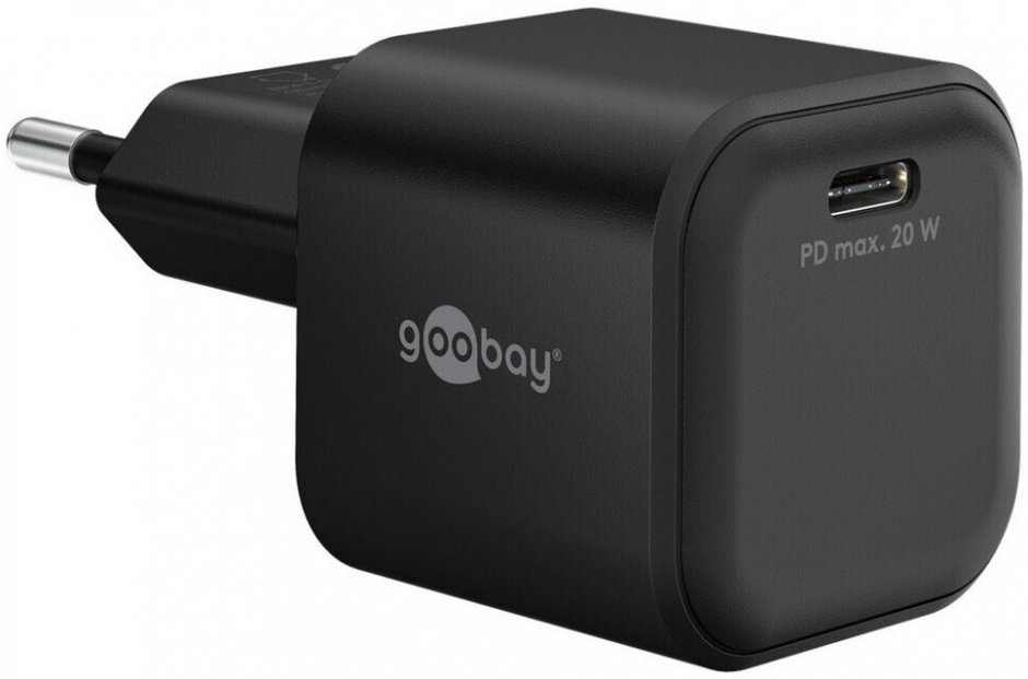Imagine Incarcator priza 1 x USB type C 20W PD GaN Negru, Goobay G76690