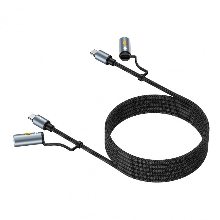 Imagine Cablu USB type C 4in1 60W T-T 1.2m brodat Negru, CC1001