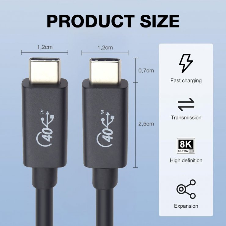 Imagine Cablu Thunderbolt 3/USB 4 T-T 100W 8K60Hz 0.8m, ku4cx08bk