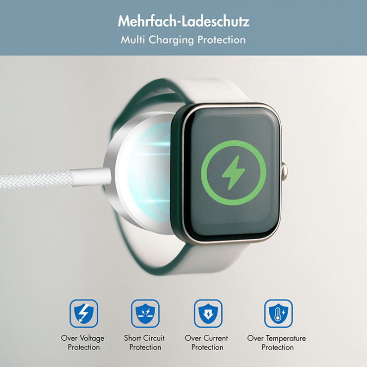 Imagine Cablu de incarcare USB type C pentru Smartwatch Apple Watch 0-10/SE series/Ultra 1/2/3 1m Alb, Logilink PA0379