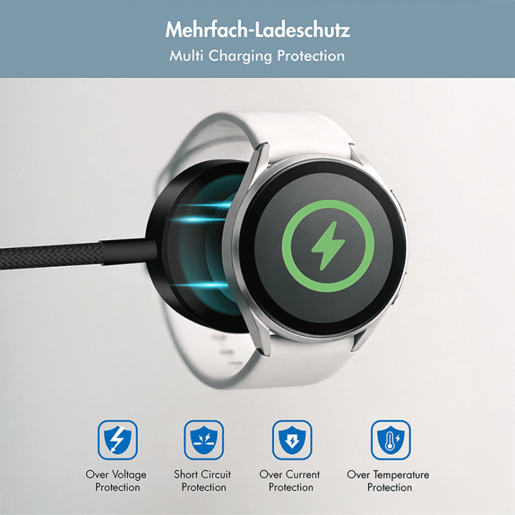 Imagine Cablu de incarcare USB type C pentru Smartwatch Galaxy Watch 3-8/Active 1/2/Ultra 1m Negru, Logilink PA0381