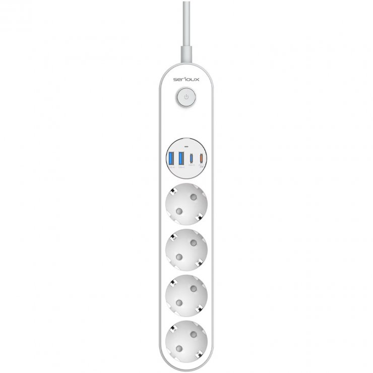 Imagine Prelungitor cu 4 x Schuko + 2 x USB-A + 2 x USB type C 2m Alb, SRXP-PS44W
