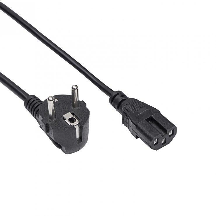 Imagine Cablu alimentare Schuko la IEC C15 CU 1.8m Negru, Akyga AK-UP-08