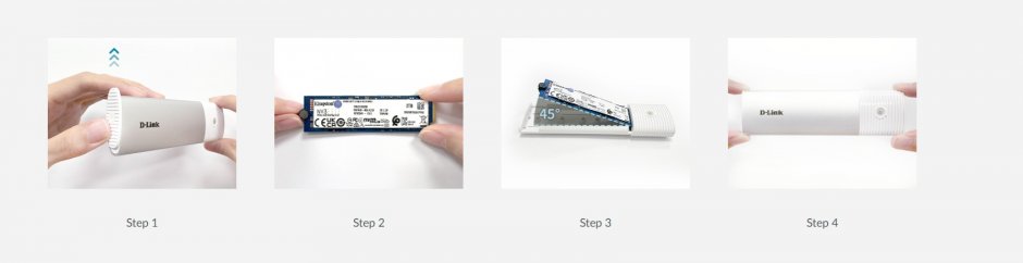 Imagine Rack extern USB-C 10 GBps la M.2 NVMe SSD Alb, D-LINK DSP-111
