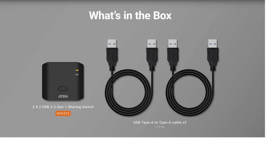 Imagine Sharing switch 2 x 2 USB 3.2 Gen1 cu alimentare USB-C, ATEN US4322