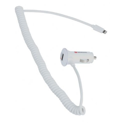 Imagine Incarcator auto pentru Lightning IPhone 5/6 + USB 2.0 alb, Skross
