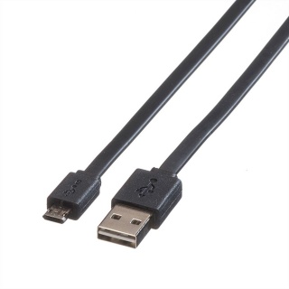 Cablu USB 2.0 la micro USB-B reversibil T-T 1m Negru, Roline 11.02.8765