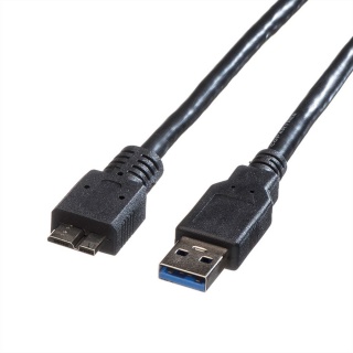 Cablu USB 3.0-A la micro USB-B T-T 2m Negru, Roline 11.02.8875