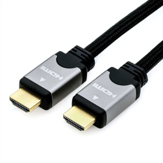 Cablu HDMI High Speed + Ethernet T-T 1m Negru/argintiu, Roline 11.04.5850