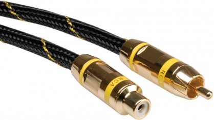 Cablu GOLD prelungitor audio RCA galben T-M 5m, Roline 11.09.4256