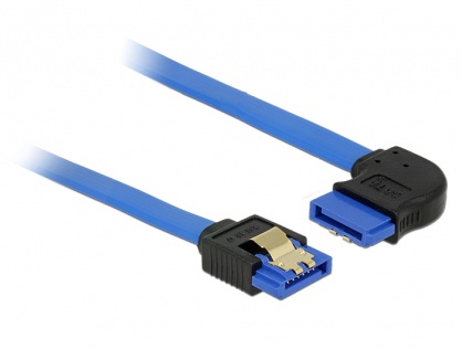 Cablu SATA III 6 Gb/s unghi drept-dreapta Bleu 100cm, Delock 84993