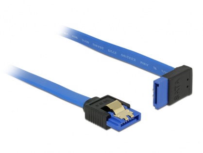 Cablu SATA III 6 Gb/s unghi drept-sus Bleu 100cm, Delock 84999