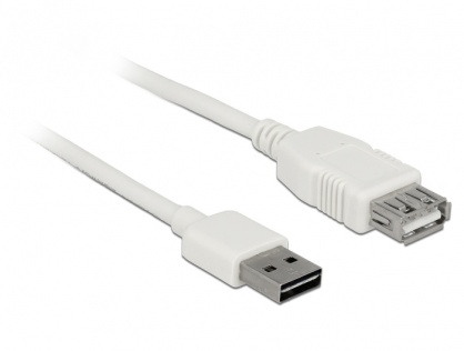 Cablu prelungitor EASY-USB 2.0 tip A T-M 1m Alb, Delock 85199