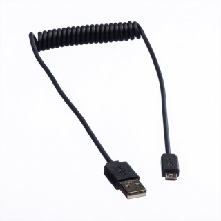 Cablu spiralat USB 2.0 la micro USB-B Negru 1m, Roline 11.02.8317