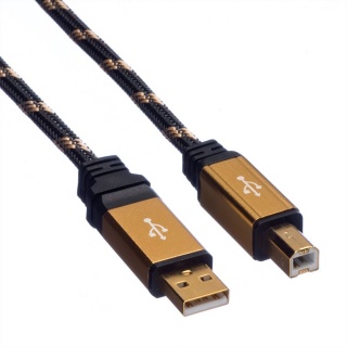 Cablu imprimanta USB 2.0 A-B T-T 3m Gold, Roline 11.02.8803