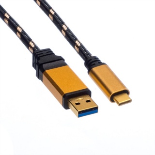 Cablu USB 3.1 la USB tip C T-T 1m Gold, Roline 11.02.9013