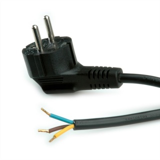 Cablu de alimentare Schuko cu fire deschise 3m negru, Roline 19.08.1111