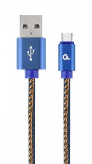 Cablu USB 2.0 la USB-C Premium jeans (denim) 2m, Gembird CC-USB2J-AMCM-2M-BL